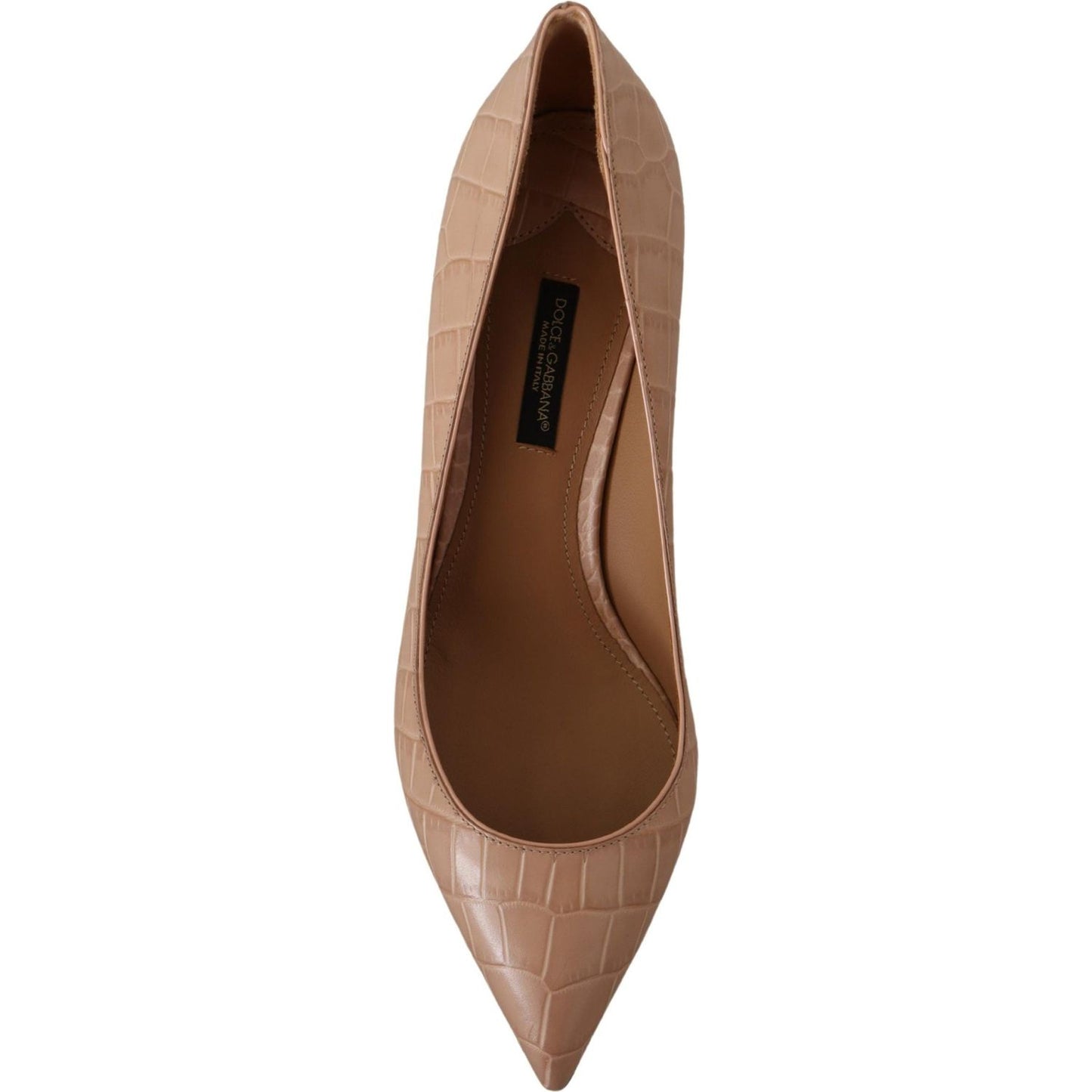 Dolce & Gabbana Beige Leather Pointed Heels Pumps Shoes Dolce & Gabbana