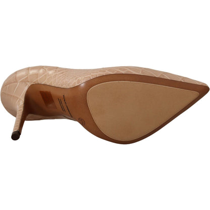 Dolce & Gabbana Beige Leather Bellucci Heels Pumps Shoes Dolce & Gabbana