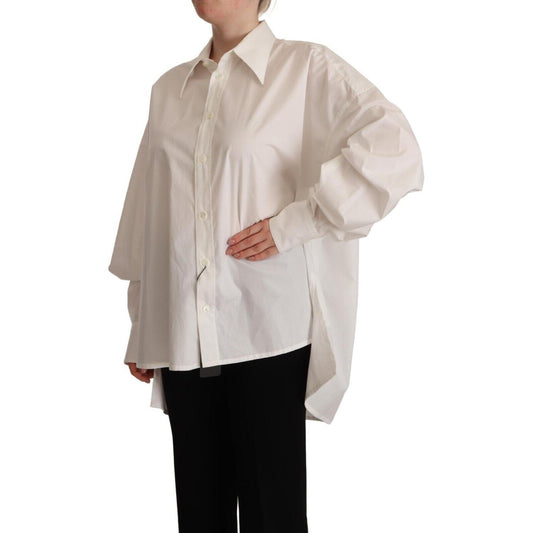 Dolce & Gabbana White Cotton Button Up Collared Long Sleeve Top TSH7630 - 40
