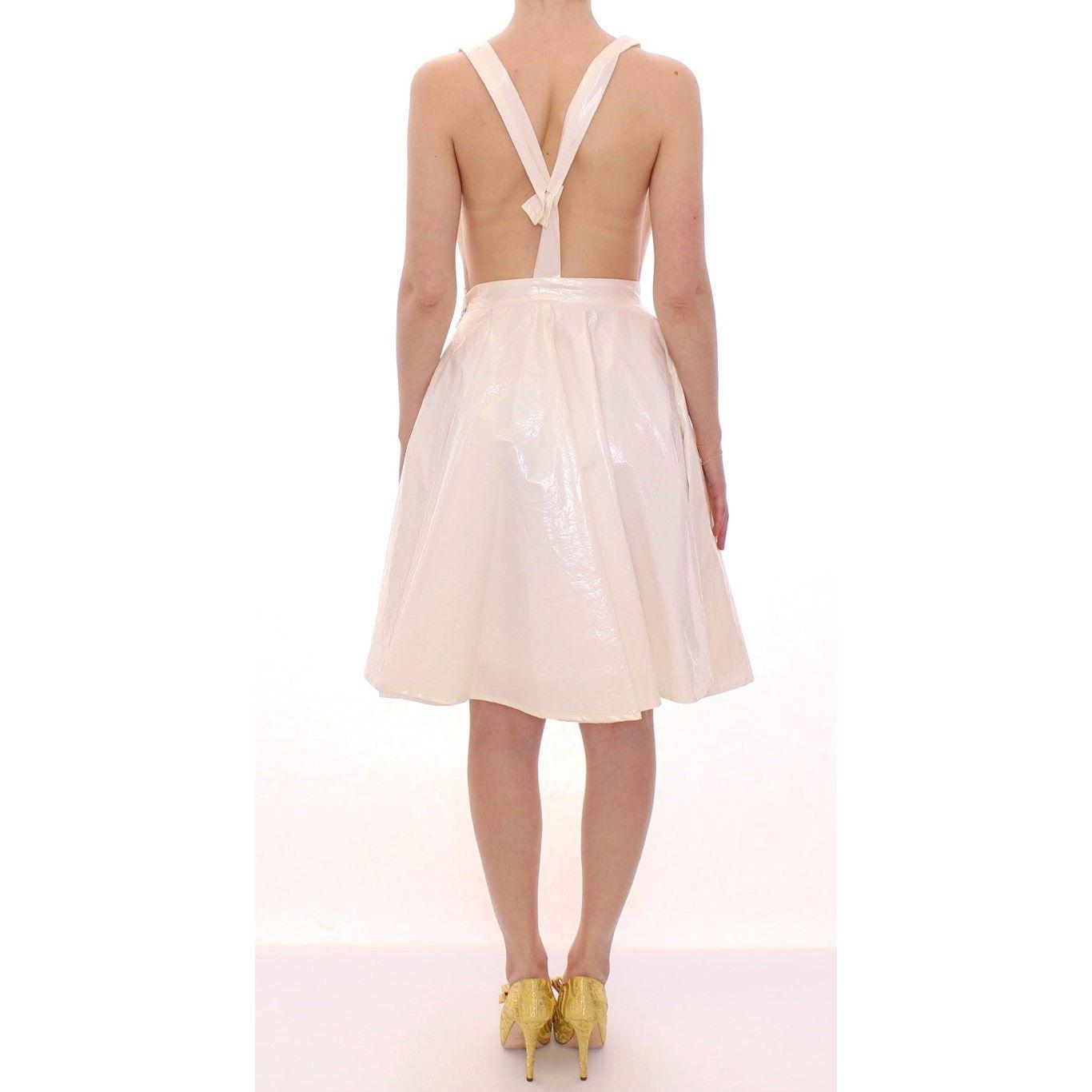 Licia Florio White Halterneck Knee Length Tea Dress
