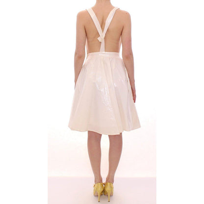 Licia Florio White Halterneck Knee Length Tea Dress