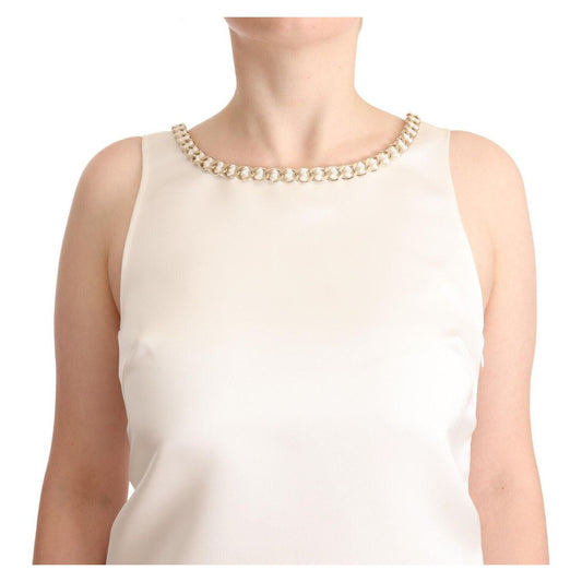 Elisabetta Franchi White Polyester Sleeveless Mini Shift Dress DR28375 - 40