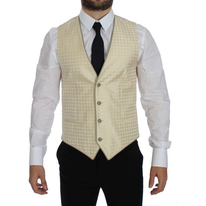 Dolce & Gabbana Beige Polka Dot Silk 2 Piece Blazer
