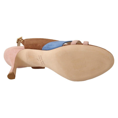 GIA COUTURE Multicolor Suede Leather Slingback Heels Sandals Shoes GIA COUTURE