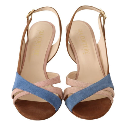 GIA COUTURE Multicolor Suede Leather Slingback Heels Sandals Shoes GIA COUTURE