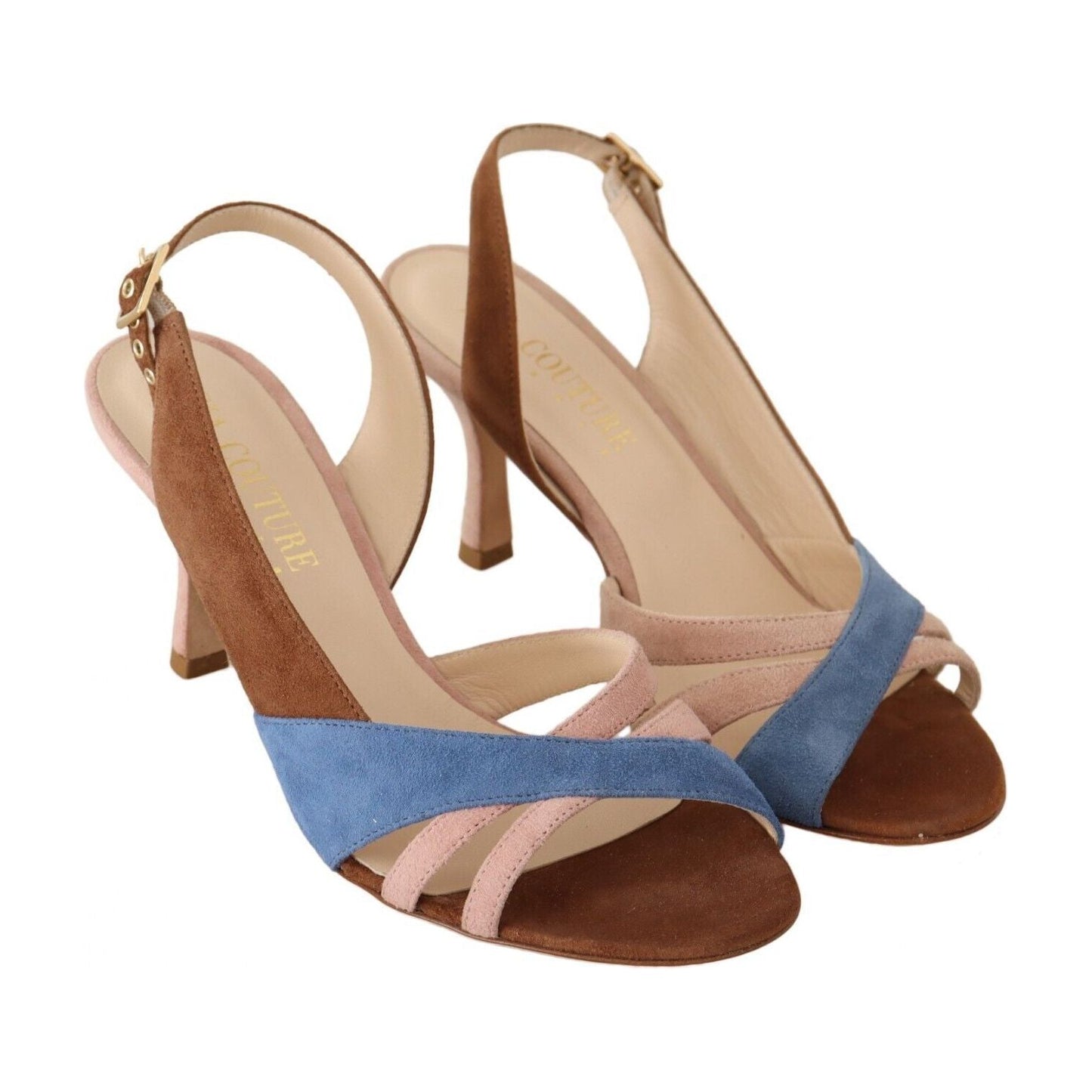 GIA COUTURE Multicolor Suede Leather Slingback Heels Sandals Shoes GIA COUTURE