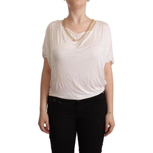 Guess By Marciano White Short Sleeves Gold Chain T-shirt Top TSH4369 - 42