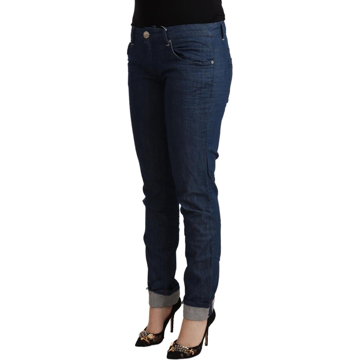 Acht Blue Cotton Low Waist Skinny Denim Folded Hem Jeans PAN71834 - 26