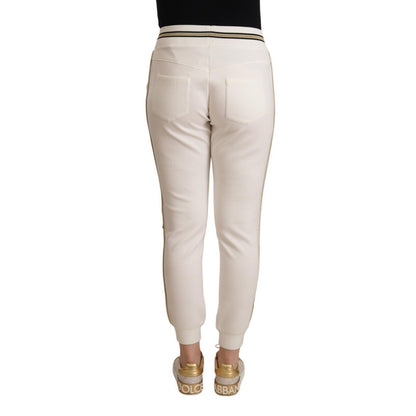 Patrizia Pepe White Polyester Mid Waist Jogger Pants
