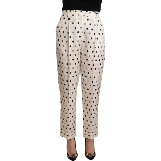Ermanno Scervino White Polka Dotted High Waist Tapered Pants PAN72641 - 42