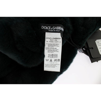 Dolce & Gabbana Green Weasel Fur Crochet Hood Scarf Hat