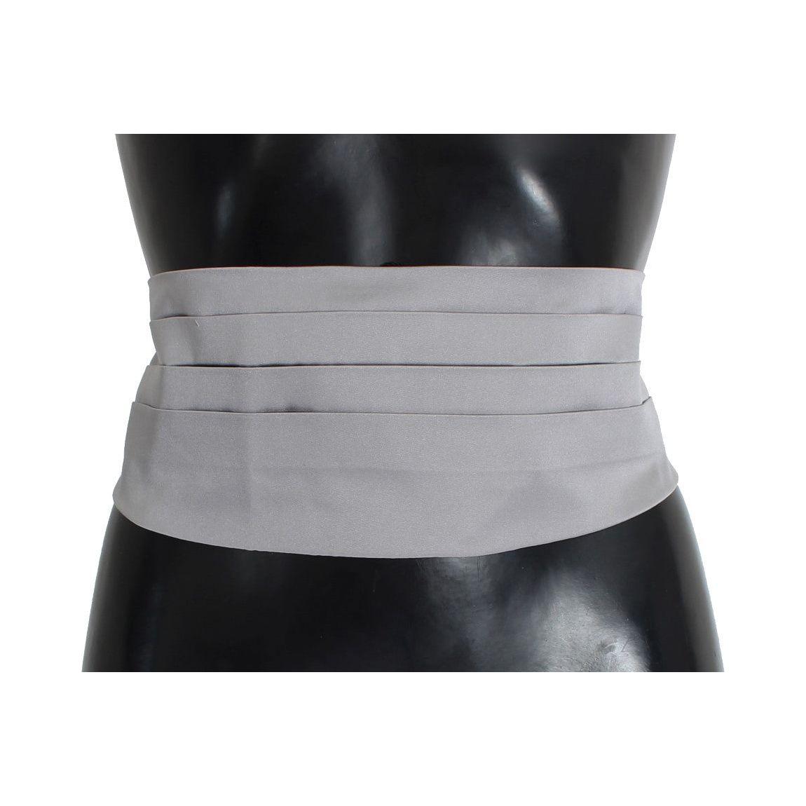 Dolce & Gabbana Gray Waist Belt Silk Cummerbund Dolce & Gabbana