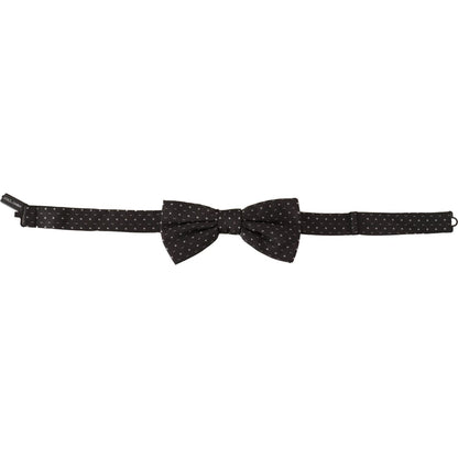 Dolce & Gabbana Gray Polka Dot 100% Silk Neck Papillon Tie