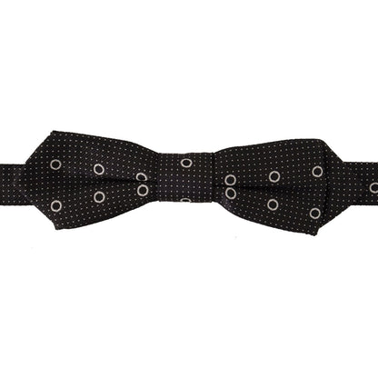 Dolce & Gabbana Black White Polka Dot 100% Silk Neck Papillon Tie