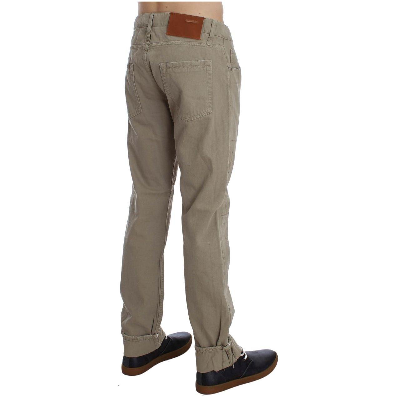 Acht Beige Cotton Patchwork Jeans 1728,67345645728,Acht,Beige,Clothing,Jeans & Pants - Men - Clothing,Jeans Denim - Clothing,Material: Cotton,Men,Men - Clothing,New with tags,Straight-Leg Jeans - Jeans Denim - Clothing,W34