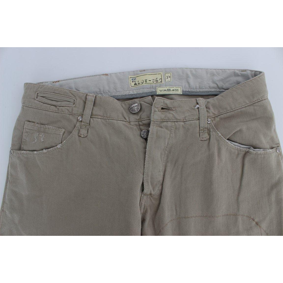 Acht Beige Cotton Patchwork Jeans 1728,67345645728,Acht,Beige,Clothing,Jeans & Pants - Men - Clothing,Jeans Denim - Clothing,Material: Cotton,Men,Men - Clothing,New with tags,Straight-Leg Jeans - Jeans Denim - Clothing,W34