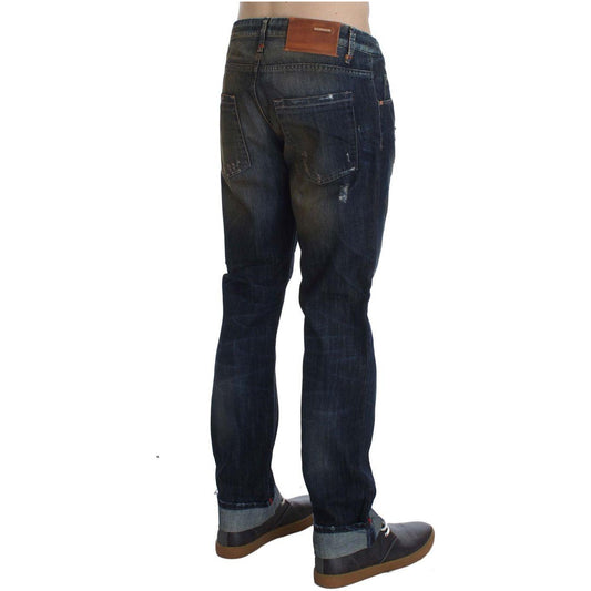Acht Blue Wash Cotton Regular Straight Fit Jeans Acht