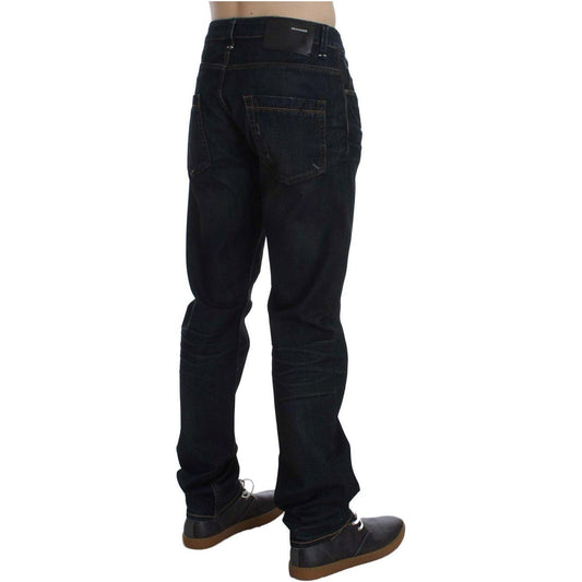 Acht Blue Wash Cotton Denim Straight Fit Jeans Acht