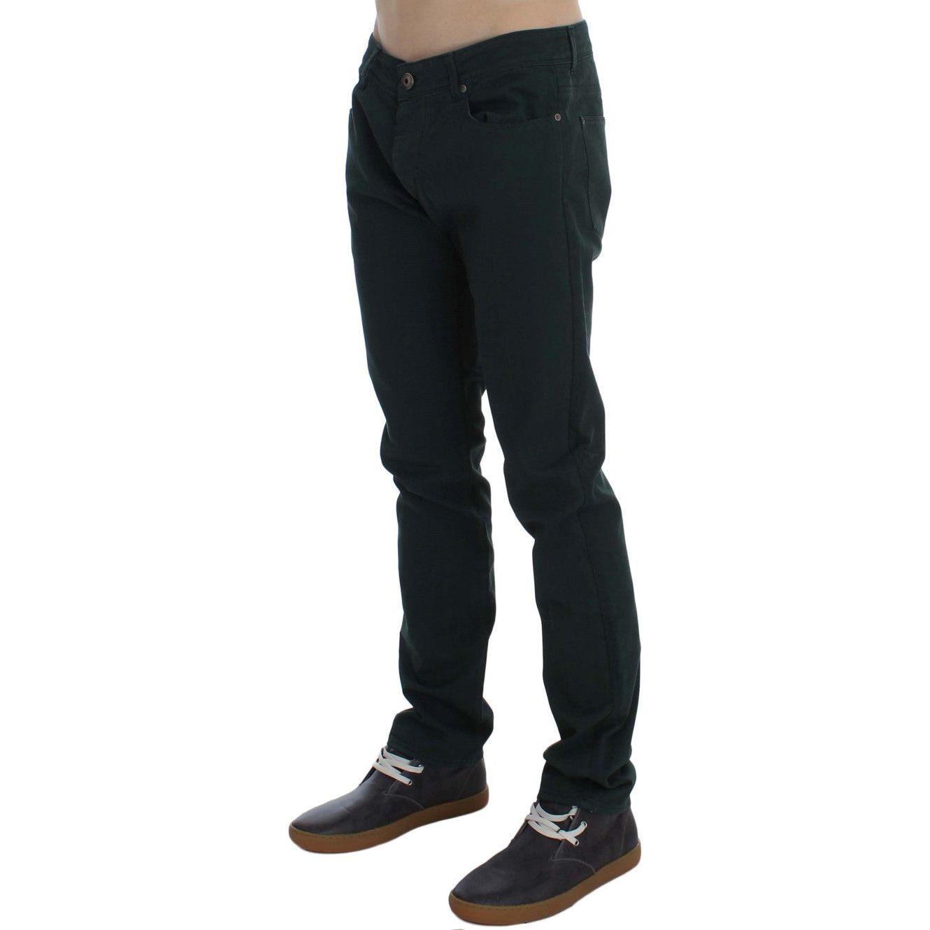 Ermanno Scervino Green Cotton Denim Stretch Straight Fit Jeans Ermanno Scervino