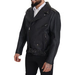 Dolce & Gabbana Elegant Black Leather Biker Jacket Dolce & Gabbana Black