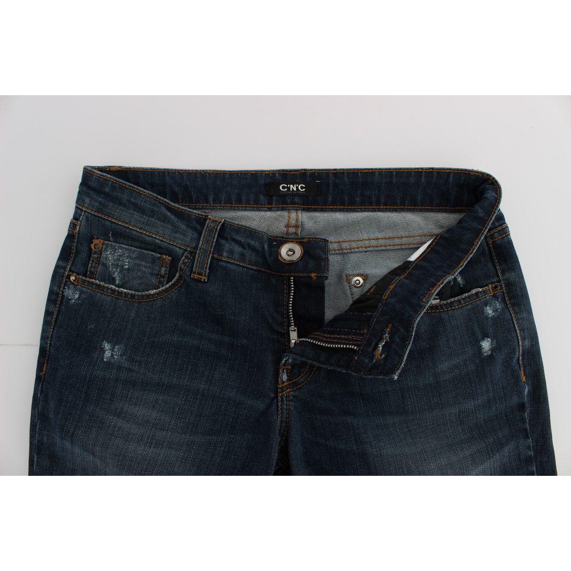 Costume National Blue Cotton Blend Bootcut Jeans Costume National