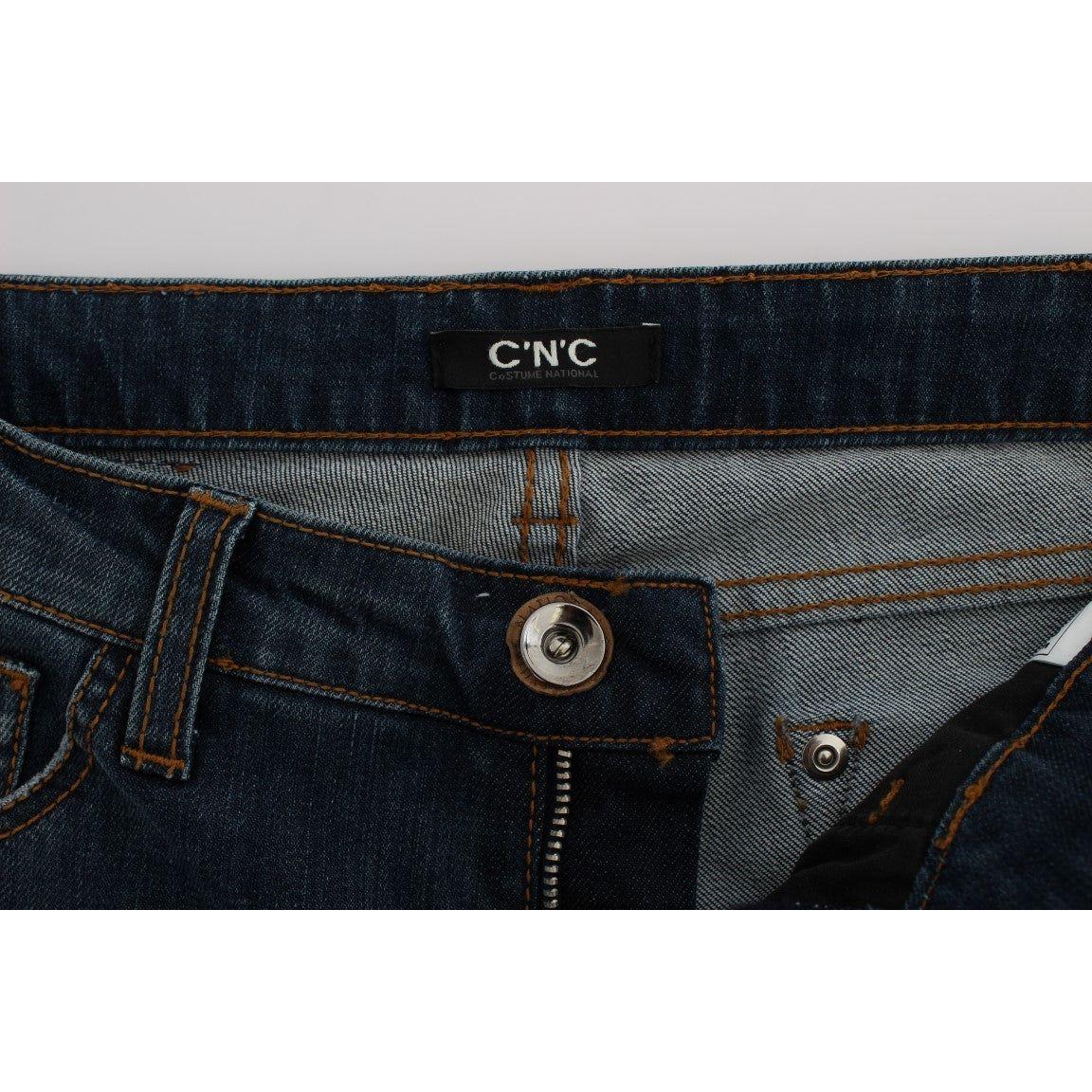 Costume National Blue Cotton Blend Bootcut Jeans