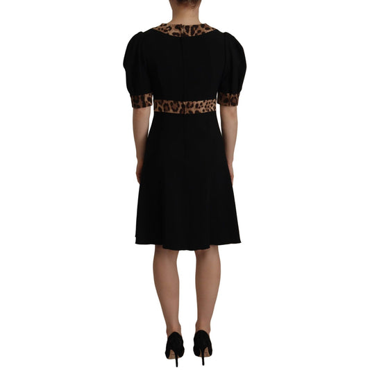 Dolce & Gabbana Black Leopard A-line Knee Length Dress