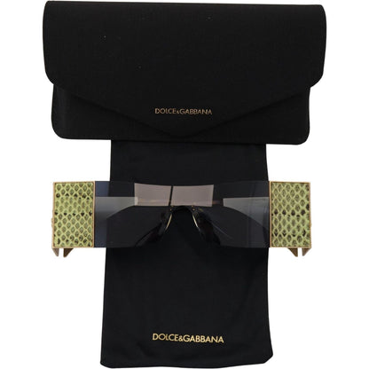 Dolce & Gabbana Gold Metal Rectangle Shades DG2263 Sunglasses Dolce & Gabbana