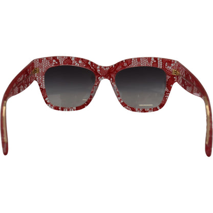 Dolce & Gabbana Red Lace Acetate Rectangle Shades DG4231F Sunglasses Dolce & Gabbana