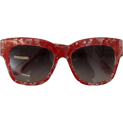 Dolce & Gabbana Red Lace Acetate Rectangle Shades DG4231F Sunglasses Dolce & Gabbana