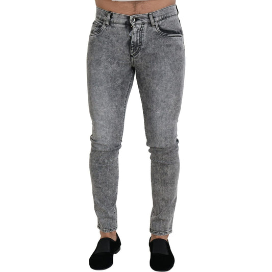 Dolce & Gabbana Gray Slim Fit Wash Stretch Cotton Denim Jeans