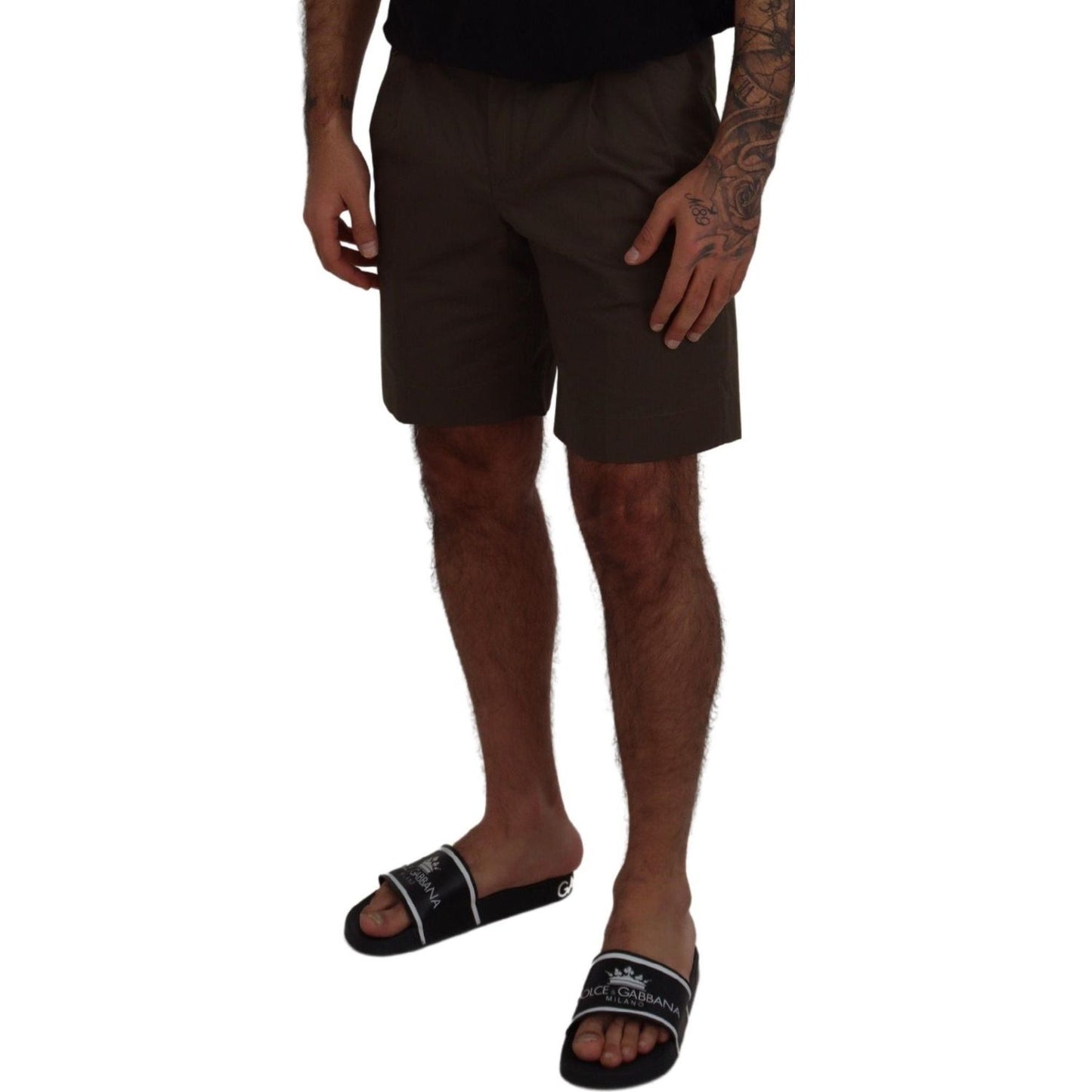 Dolce & Gabbana Green Chinos Cotton Casual Shorts