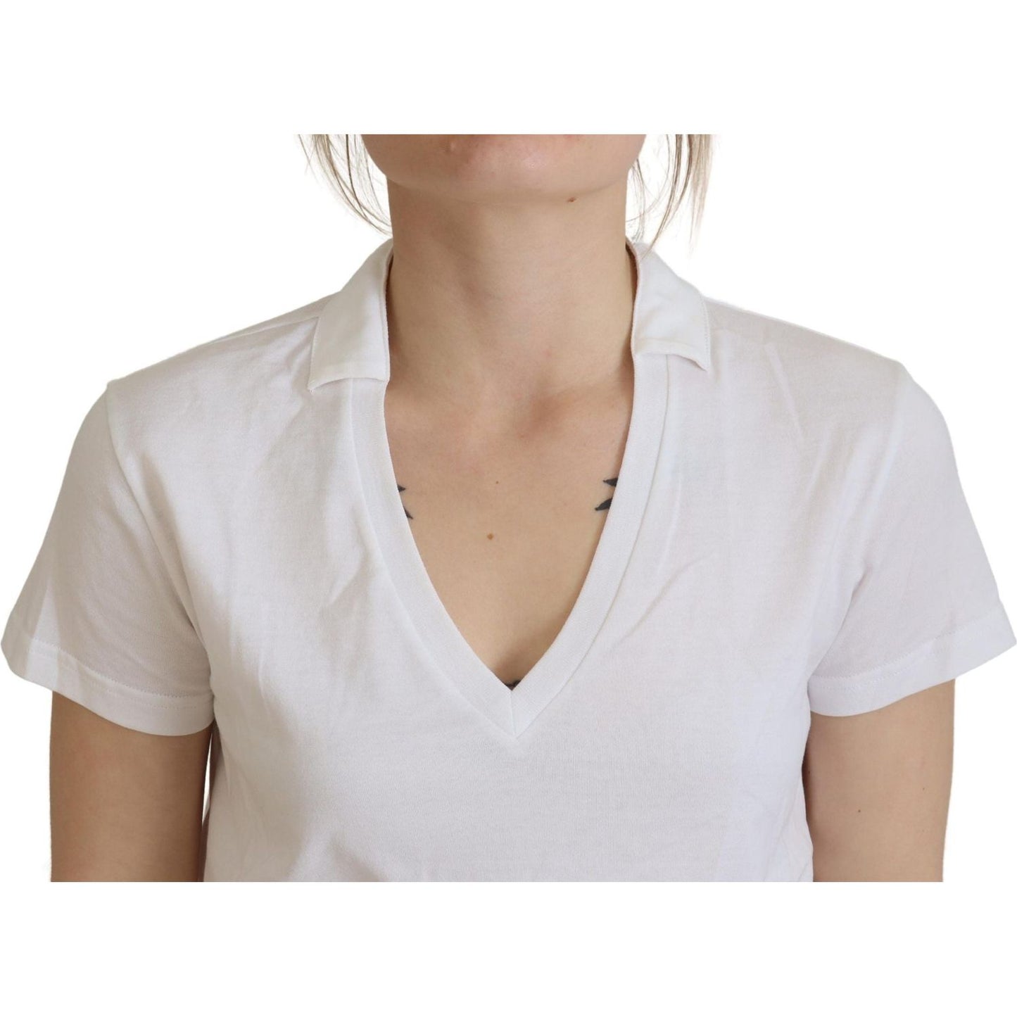 Dolce & Gabbana White Short Sleeve V-neck Cotton Top Blouse T-shirt TSH83004- 36