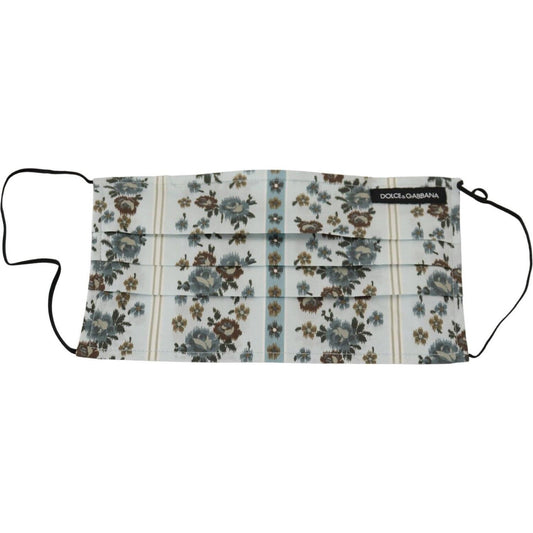 Dolce & Gabbana White Floral Cotton Pleated Elastic Ear Strap Face Mask SMY101001