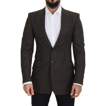 Dolce & Gabbana Dark Gray Stripes Single Breasted Blazer