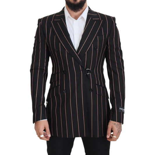 Dolce & Gabbana Dark Gray Stripes Viscose Double Breasted Blazer