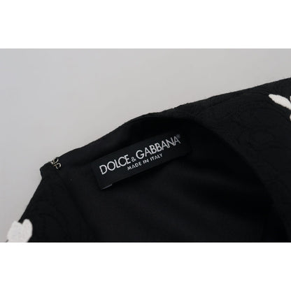 Dolce & Gabbana Black Lace Trim Half Sleeves A-line Dress