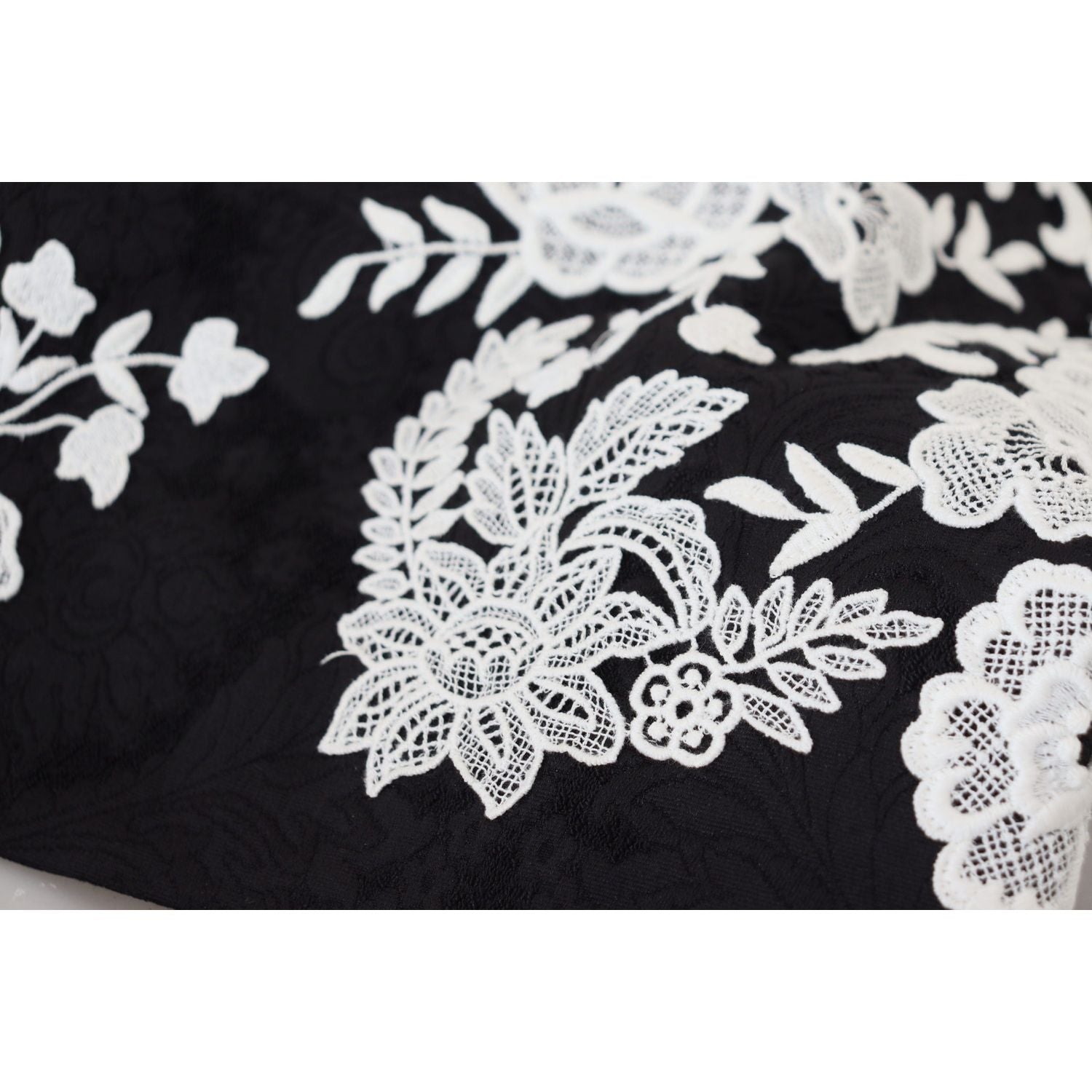 Dolce & Gabbana Black Lace Trim Half Sleeves A-line Dress