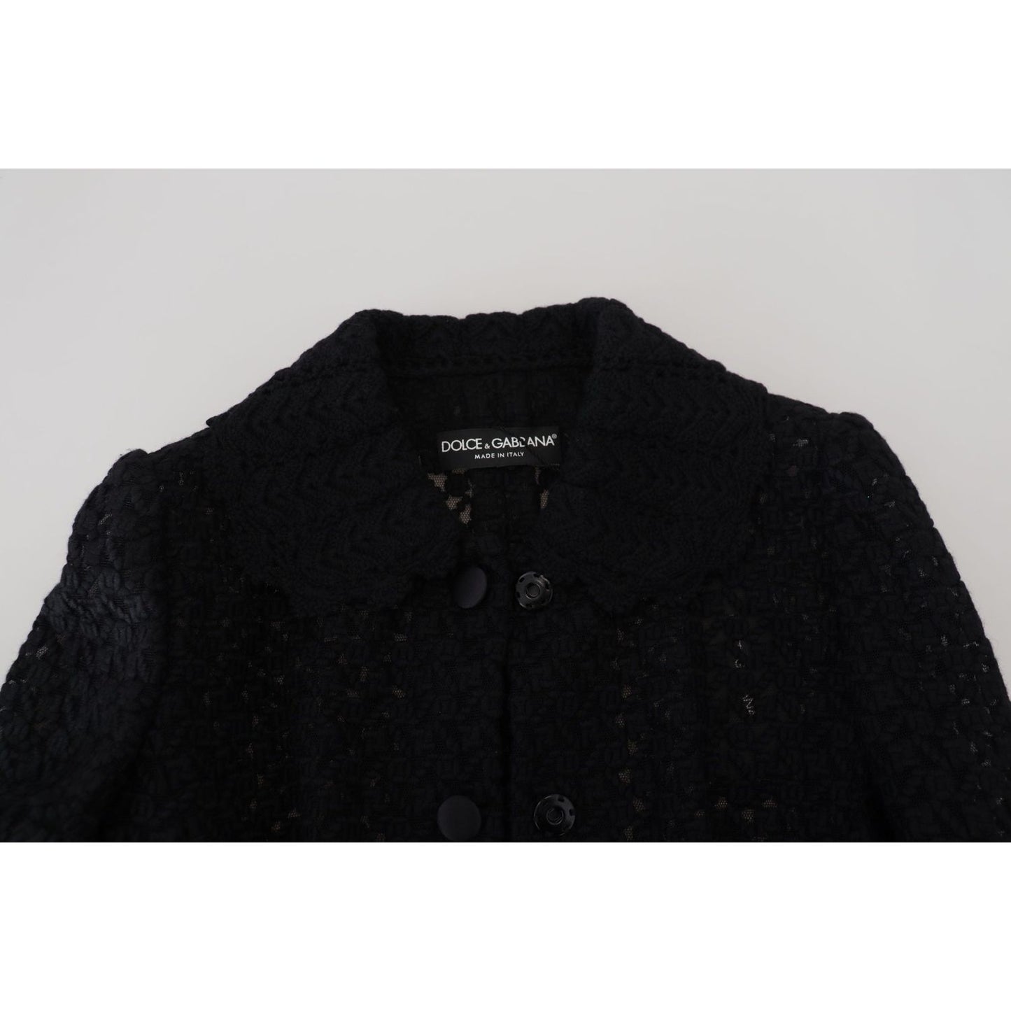 Dolce & Gabbana Black Wool Knitted Button Down Collar Jacket