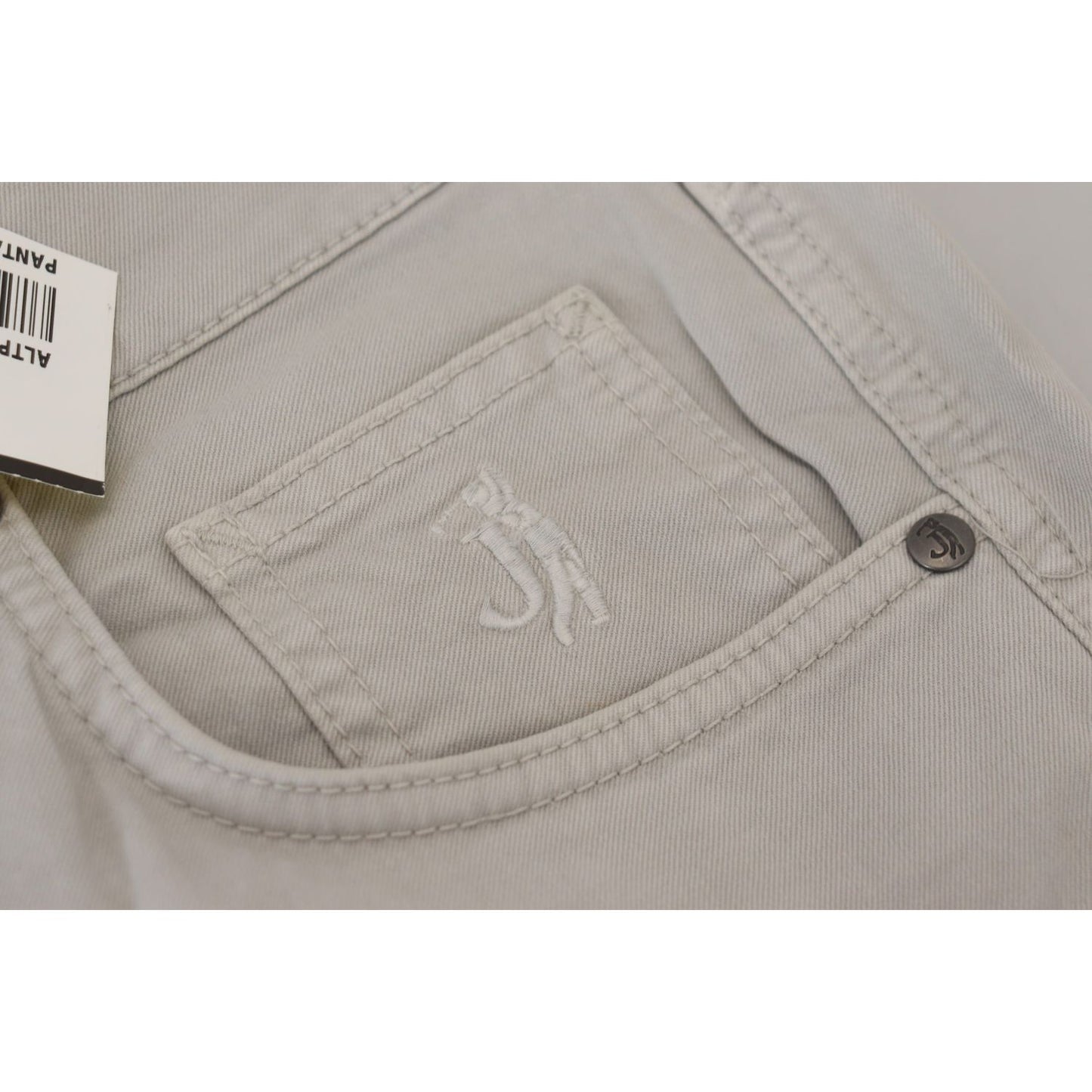 Jeckerson Gray Cotton Tapered Men Casual Pants Jeckerson