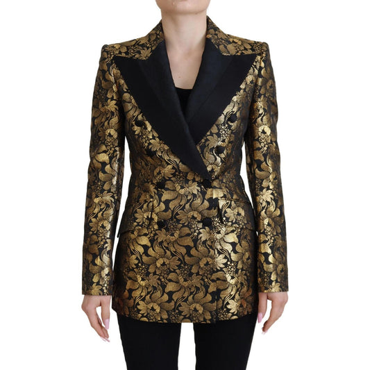 Dolce & Gabbana Black Gold Jacquard Coat Blazer Jacket Dolce & Gabbana