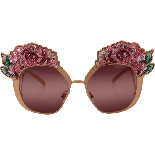 Dolce & Gabbana Pink Gold Rose Sequin Embroidery DG2202 Sunglasses Dolce & Gabbana