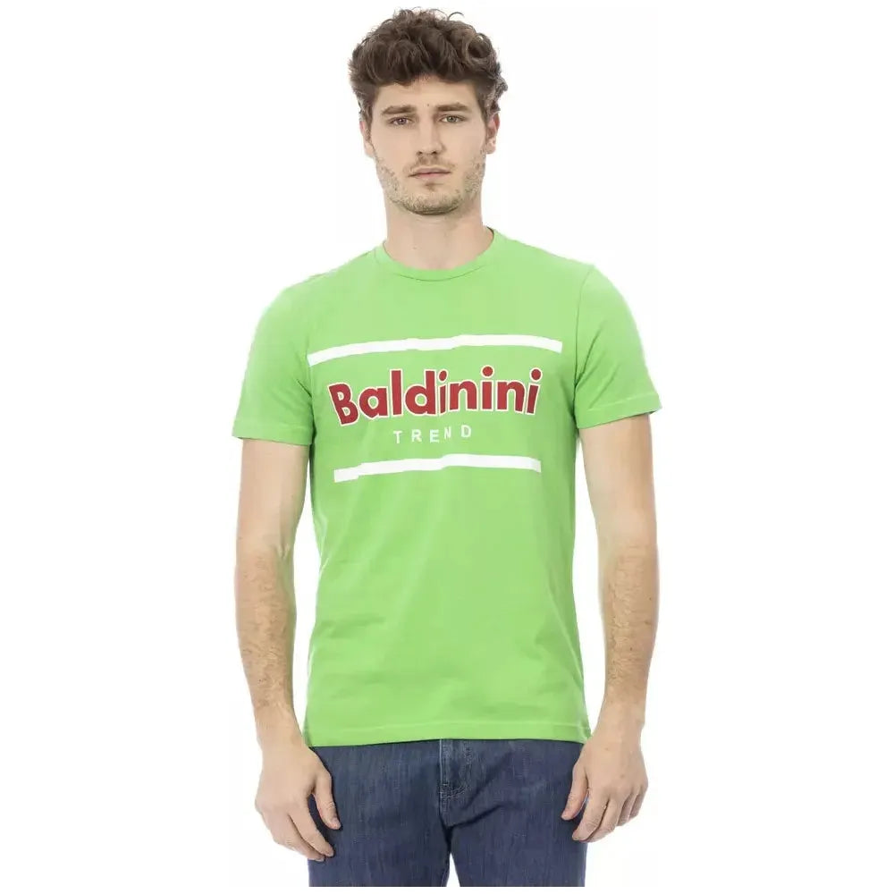 تي شيرت رجالي من القطن باللون الأخضر من Baldinini Trend