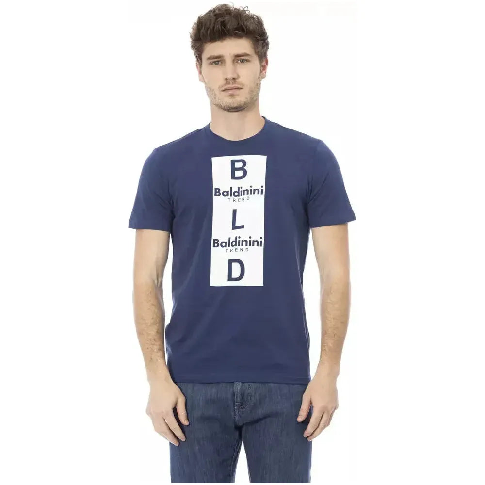 تي شيرت رجالي من القطن باللون الأزرق من Baldinini Trend