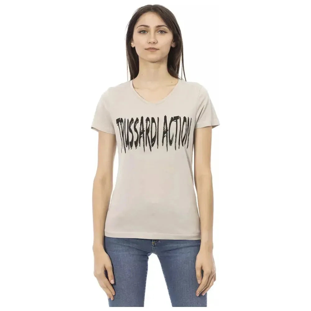 بلوزة نسائية من القطن باللون البيج من Trussardi Action