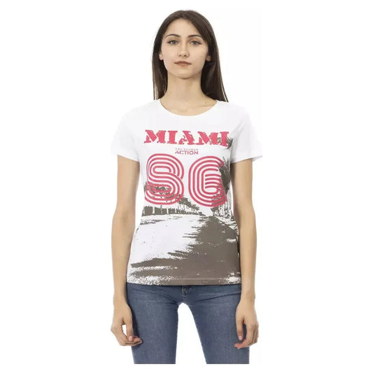 Trussardi Action White Cotton Women T-Shirt TR-23082-S