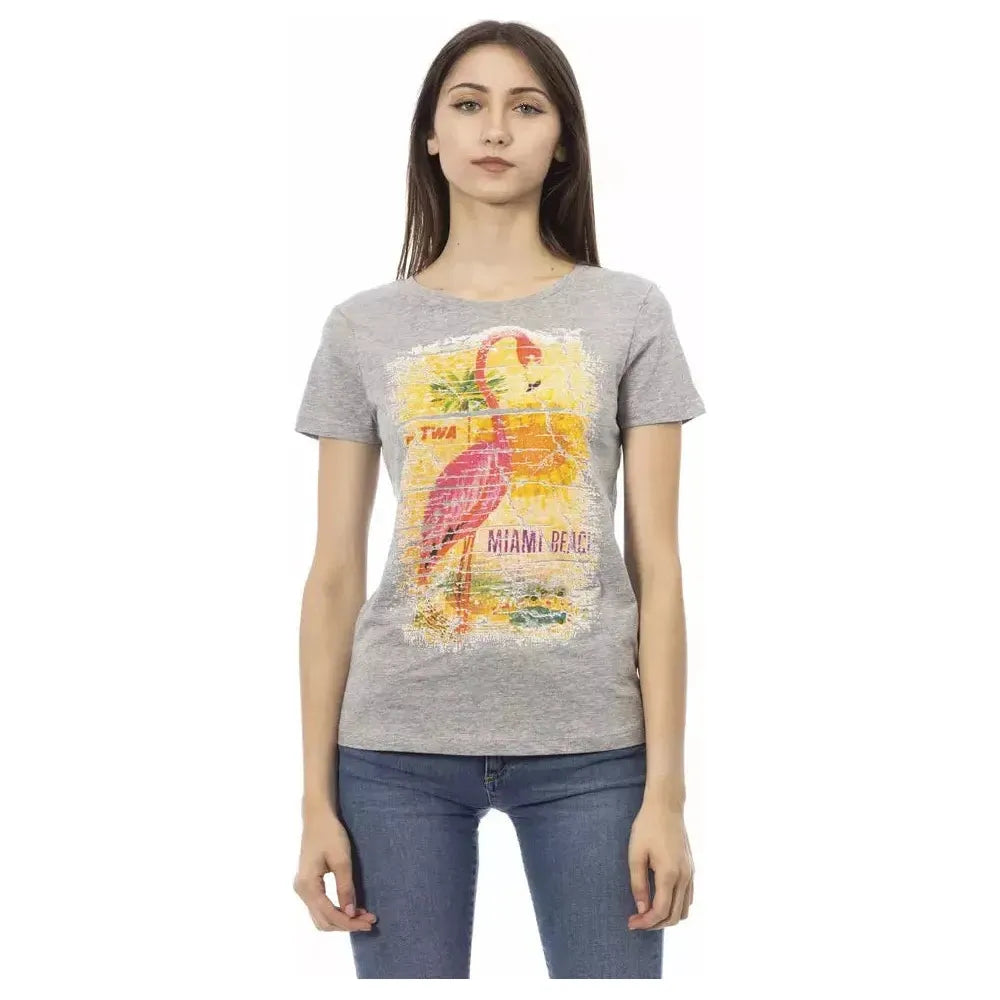 بلوزة نسائية من القطن باللون الرمادي من Trussardi Action