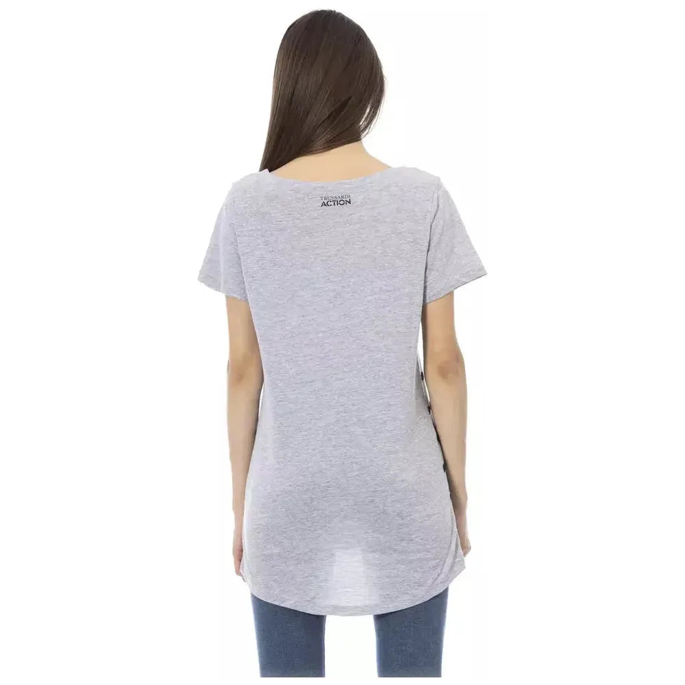 بلوزة نسائية من القطن باللون الرمادي من Trussardi Action