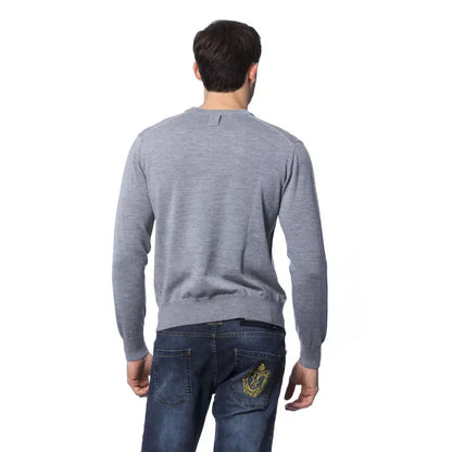 Billionaire Italian Couture Gray Merino Wool Men Sweater Billionaire Italian Couture