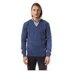 Uominitaliani Blue Merino Wool Men Sweater UO-7826-S